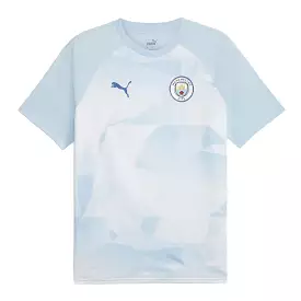 23/24 Manchester City Adult Prematch Jersey (Silver Sky/Lake Blue) - Shop Now!