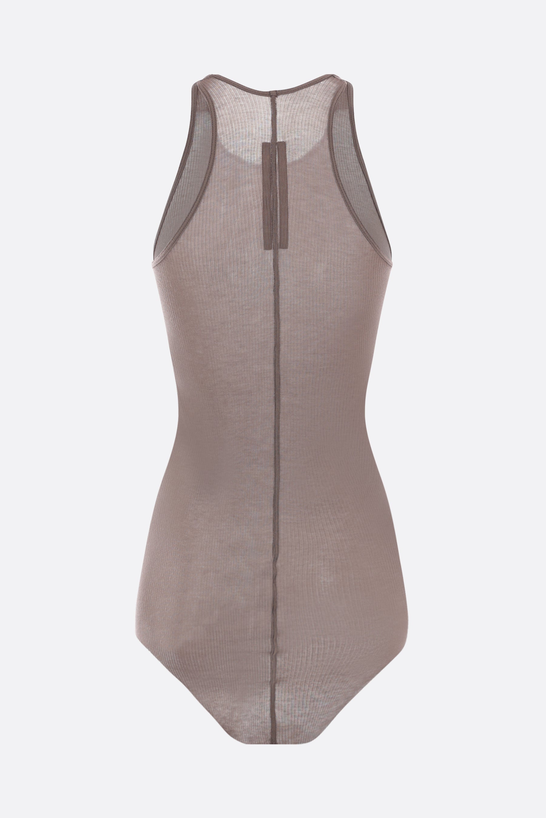 A ribbed tank top made of jersey fabric.