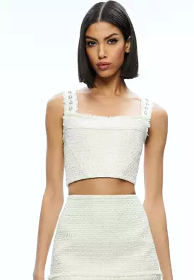 Alice + Olivia - Vicenta Embellished Structured Corset - Off White Multi