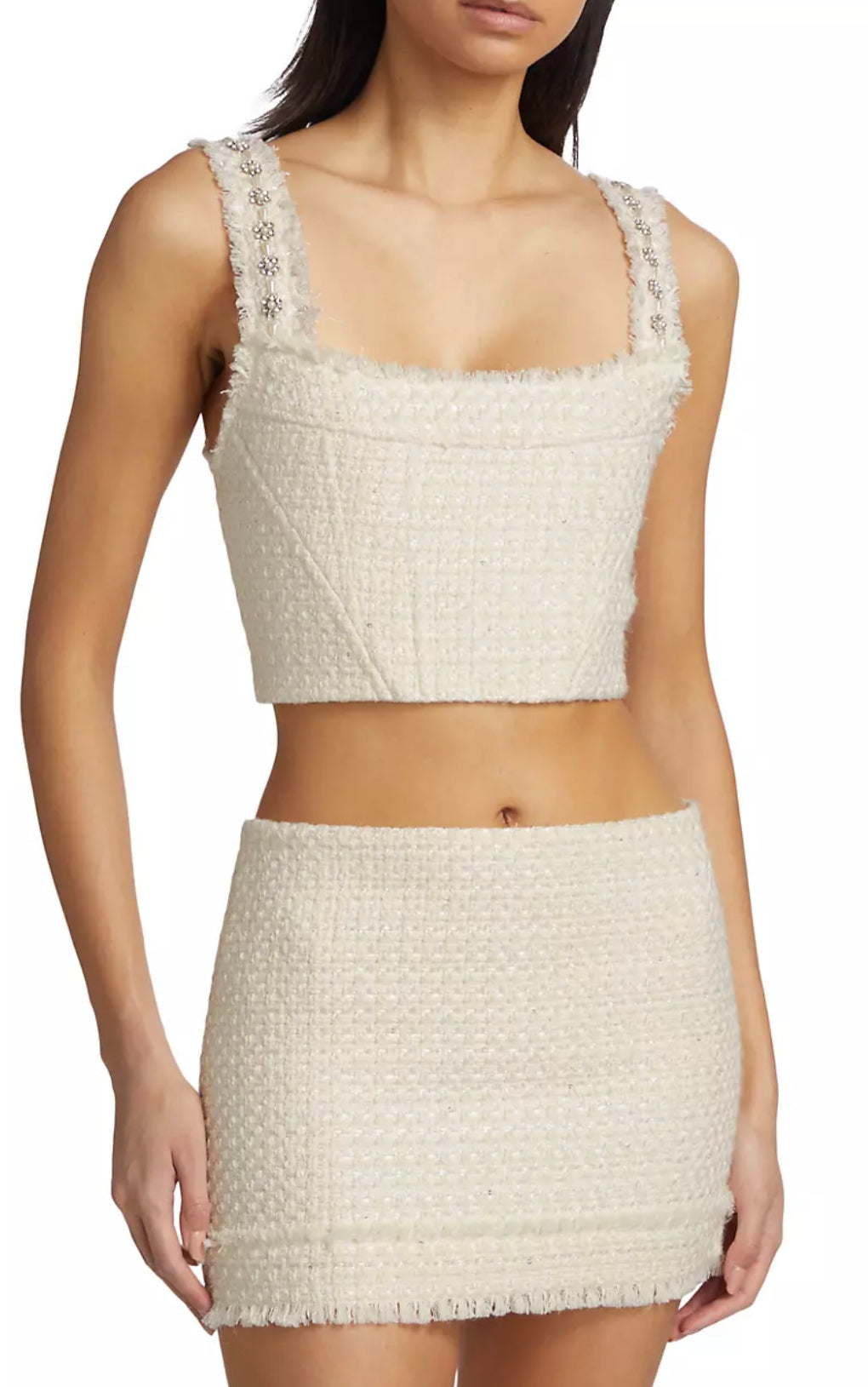 Alice + Olivia - Vicenta Embellished Structured Corset - Off White Multi