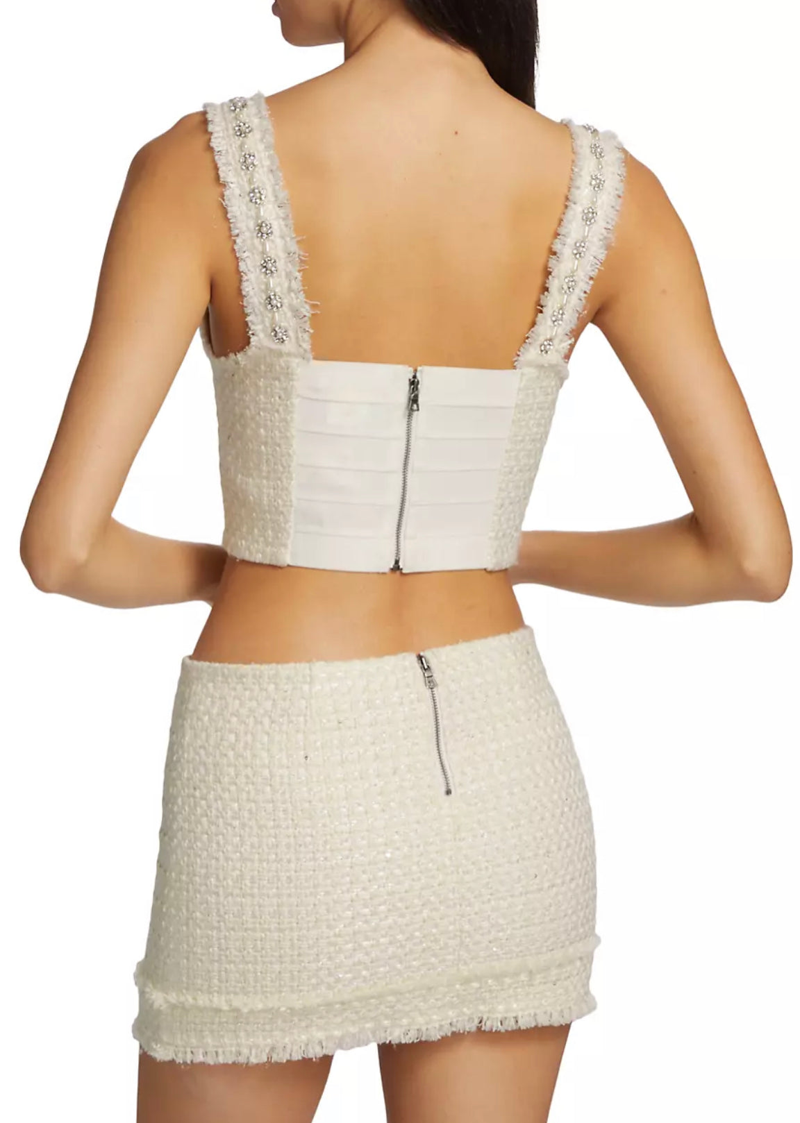 Alice + Olivia - Vicenta Embellished Structured Corset - Off White Multi