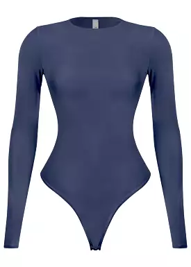 Amanda Bodysuit with Thong, Long Sleeves, and Crew Neck