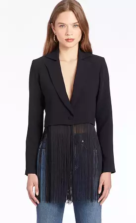 Amanda Uprichard Jonas Blazer Fringe Black