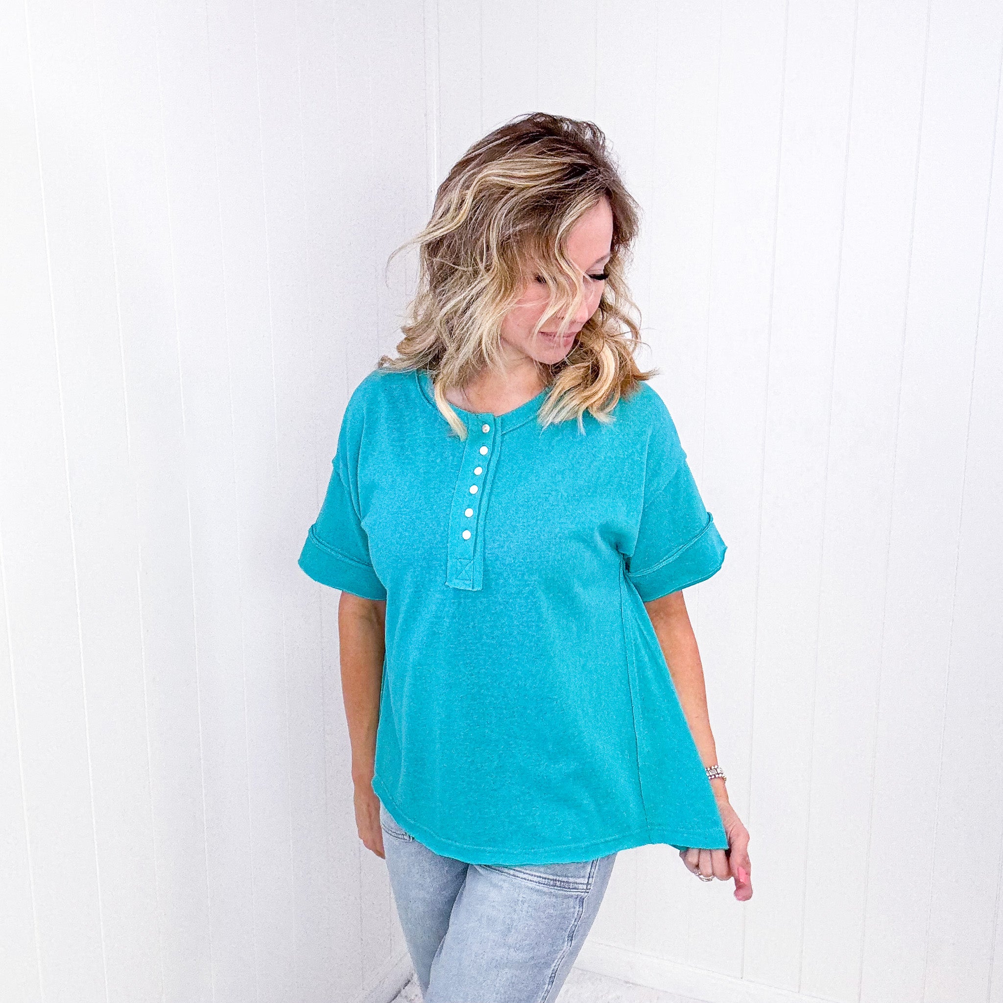 Andree By Unit Button Short Sleeve Tunic - 2 Colors