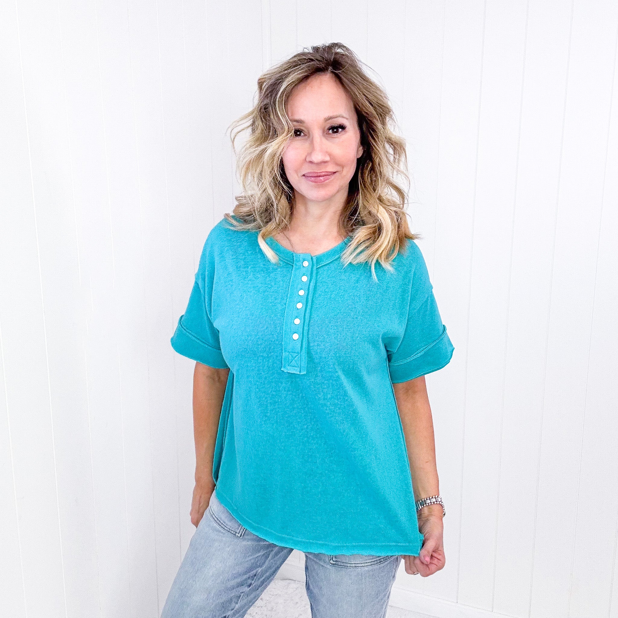 Andree By Unit Button Short Sleeve Tunic - 2 Colors