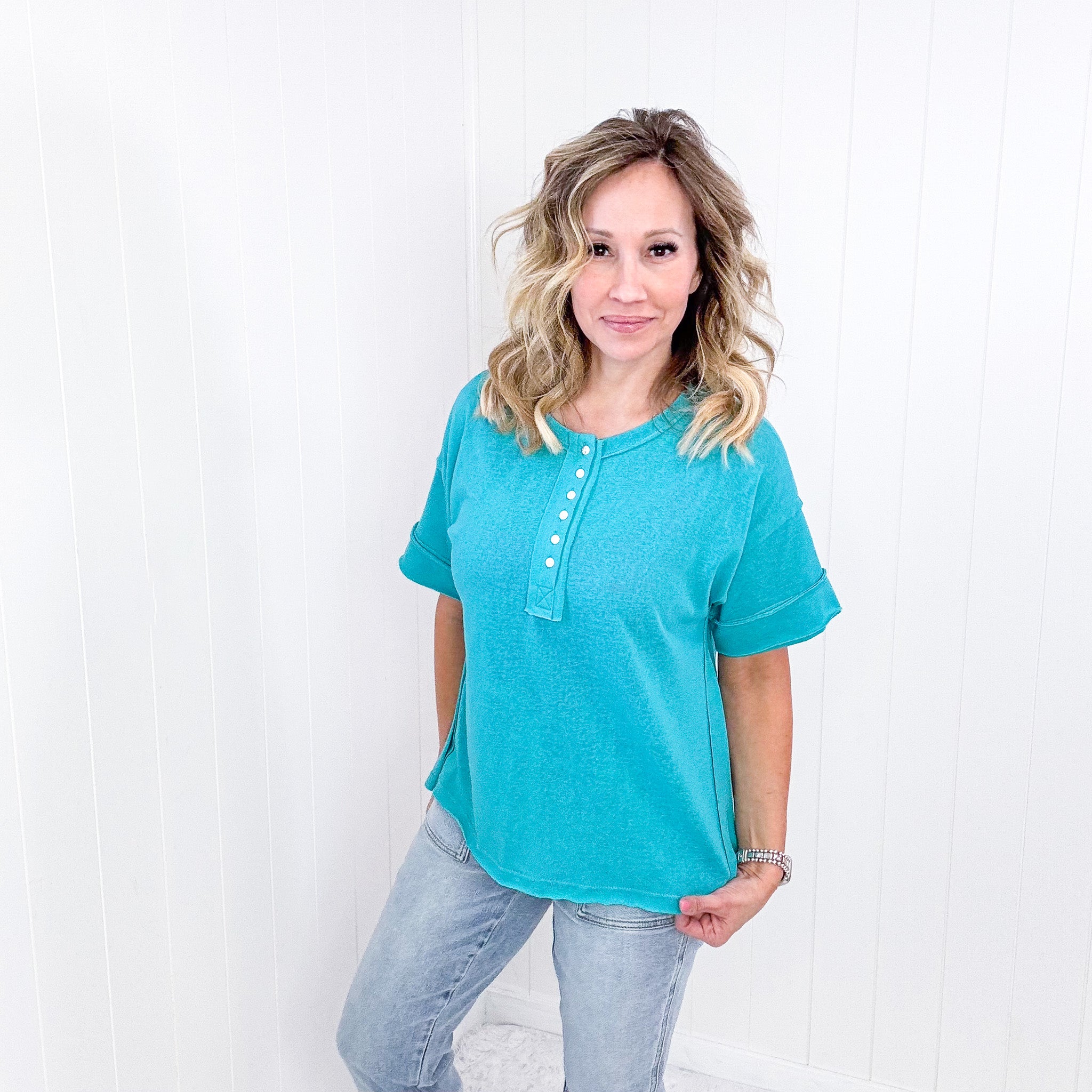 Andree By Unit Button Short Sleeve Tunic - 2 Colors