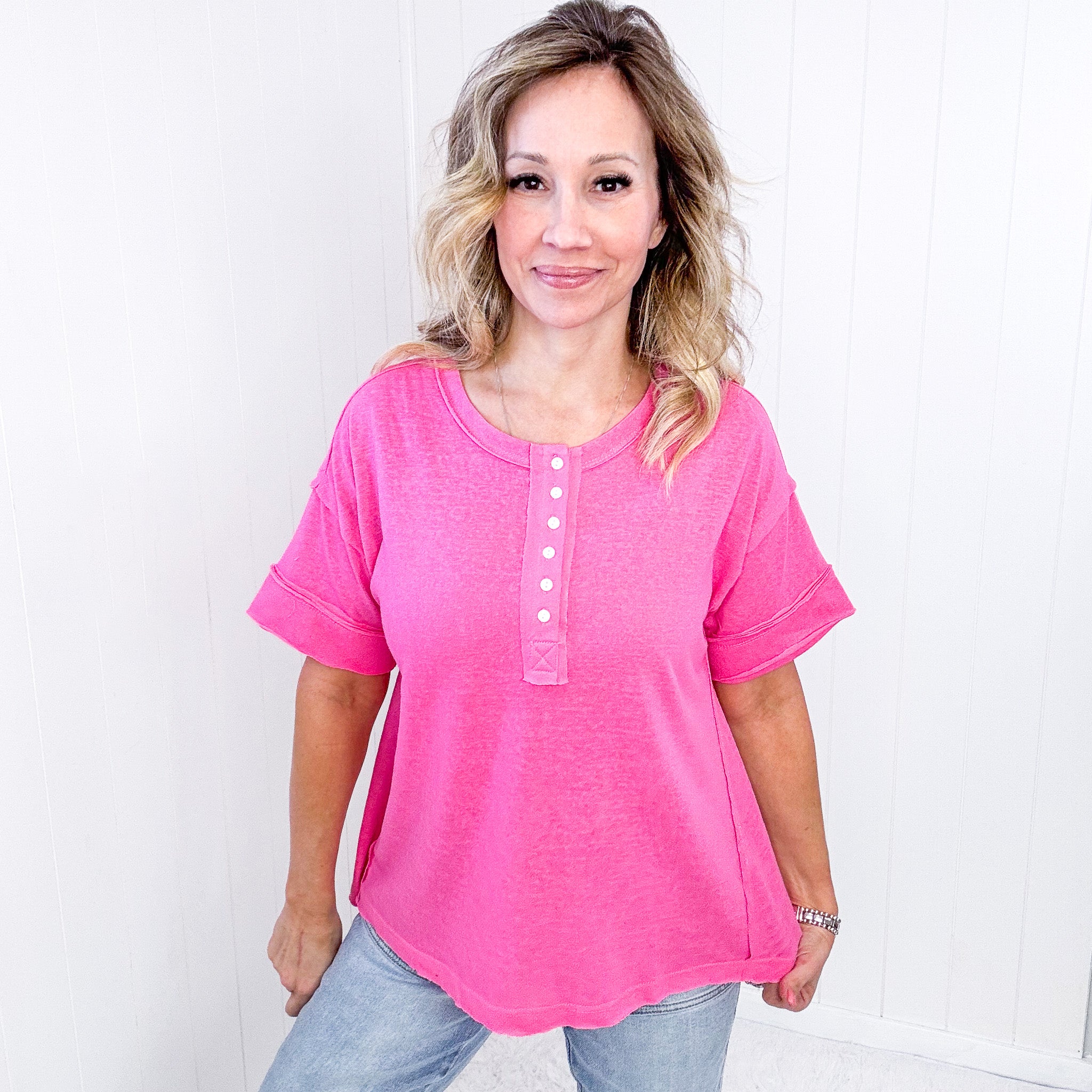 Andree By Unit Button Short Sleeve Tunic - 2 Colors