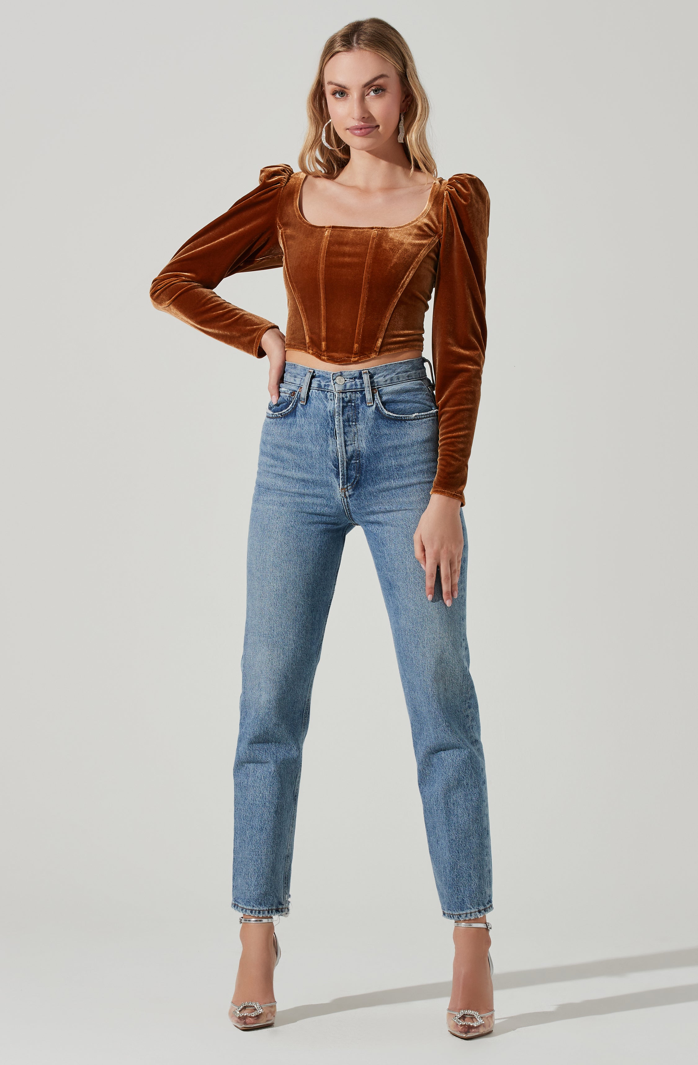 Ashbury Corset Top - Long Sleeve - Velvet