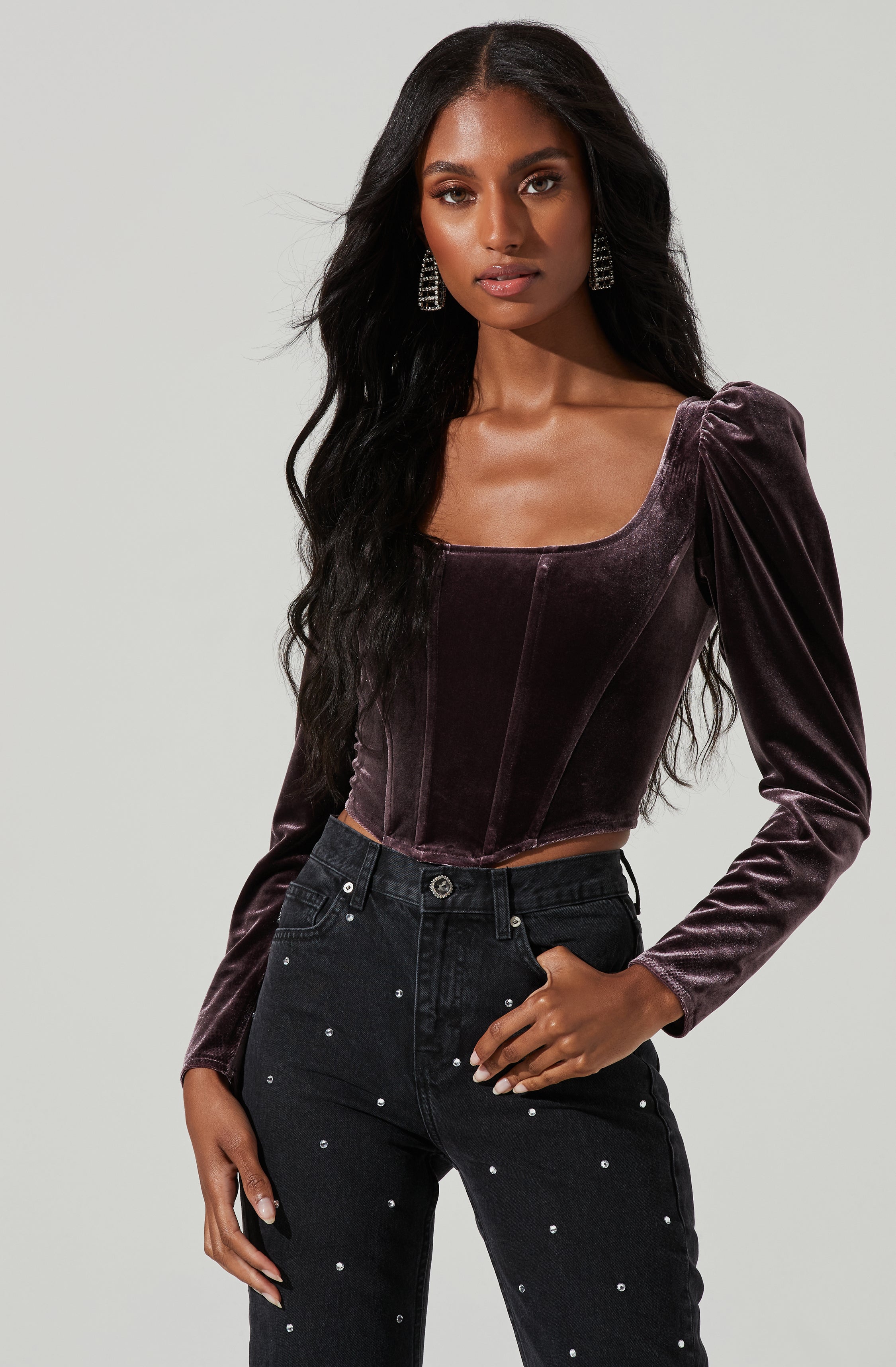 Ashbury Corset Top - Long Sleeve - Velvet