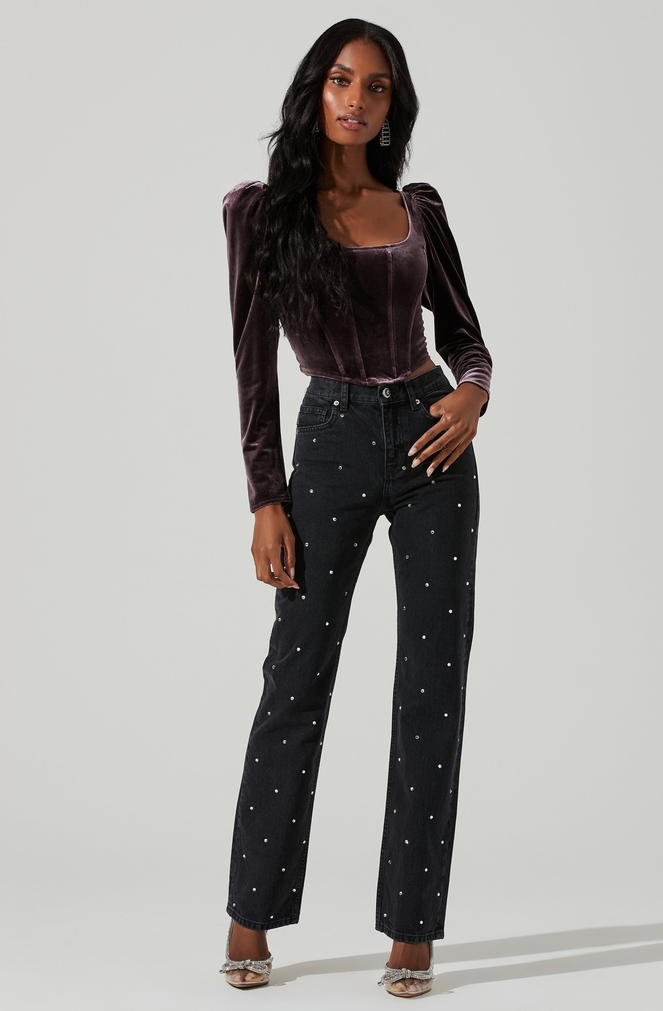 Ashbury Corset Top - Long Sleeve - Velvet