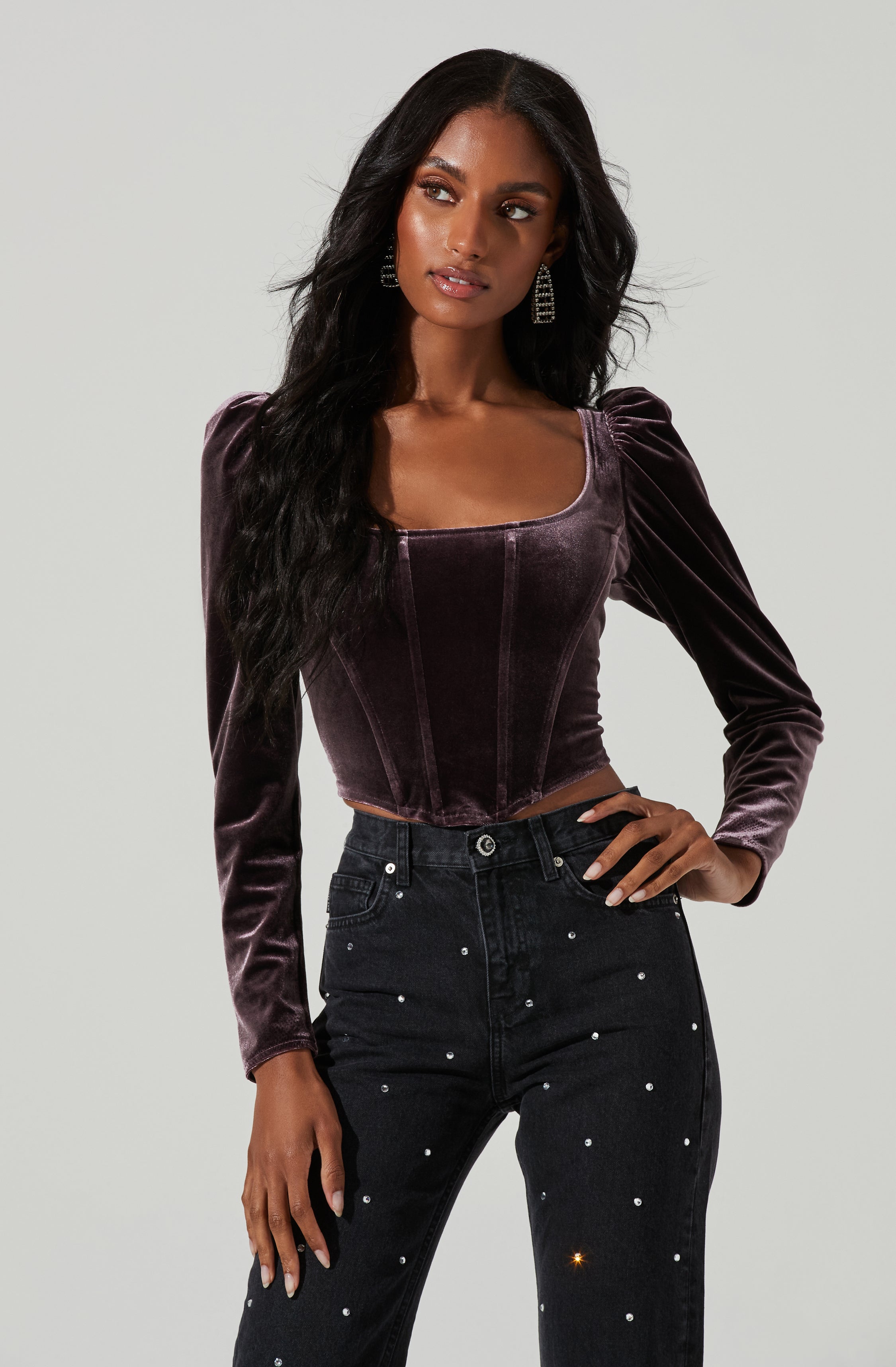 Ashbury Corset Top - Long Sleeve - Velvet