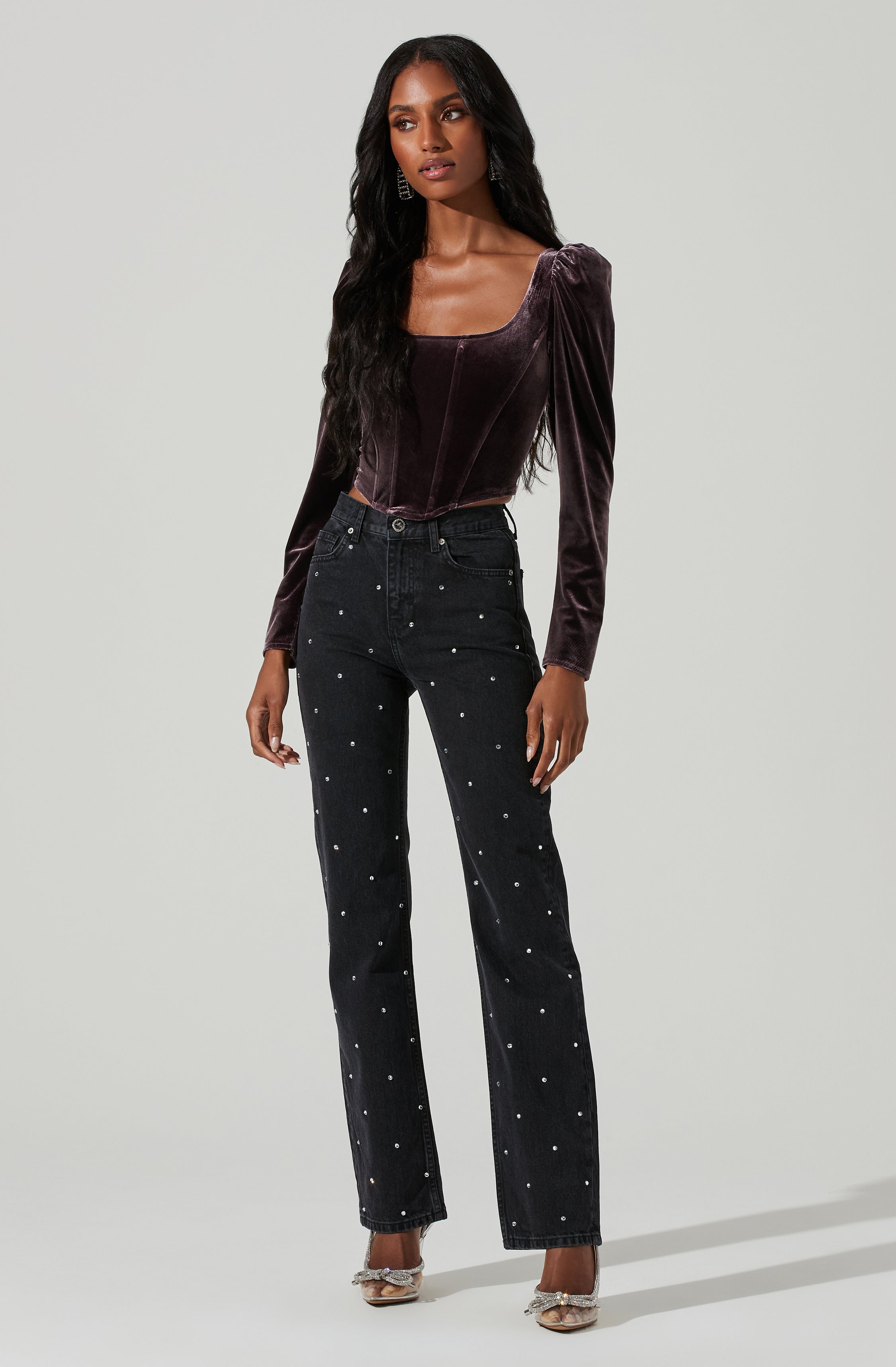 Ashbury Corset Top - Long Sleeve - Velvet