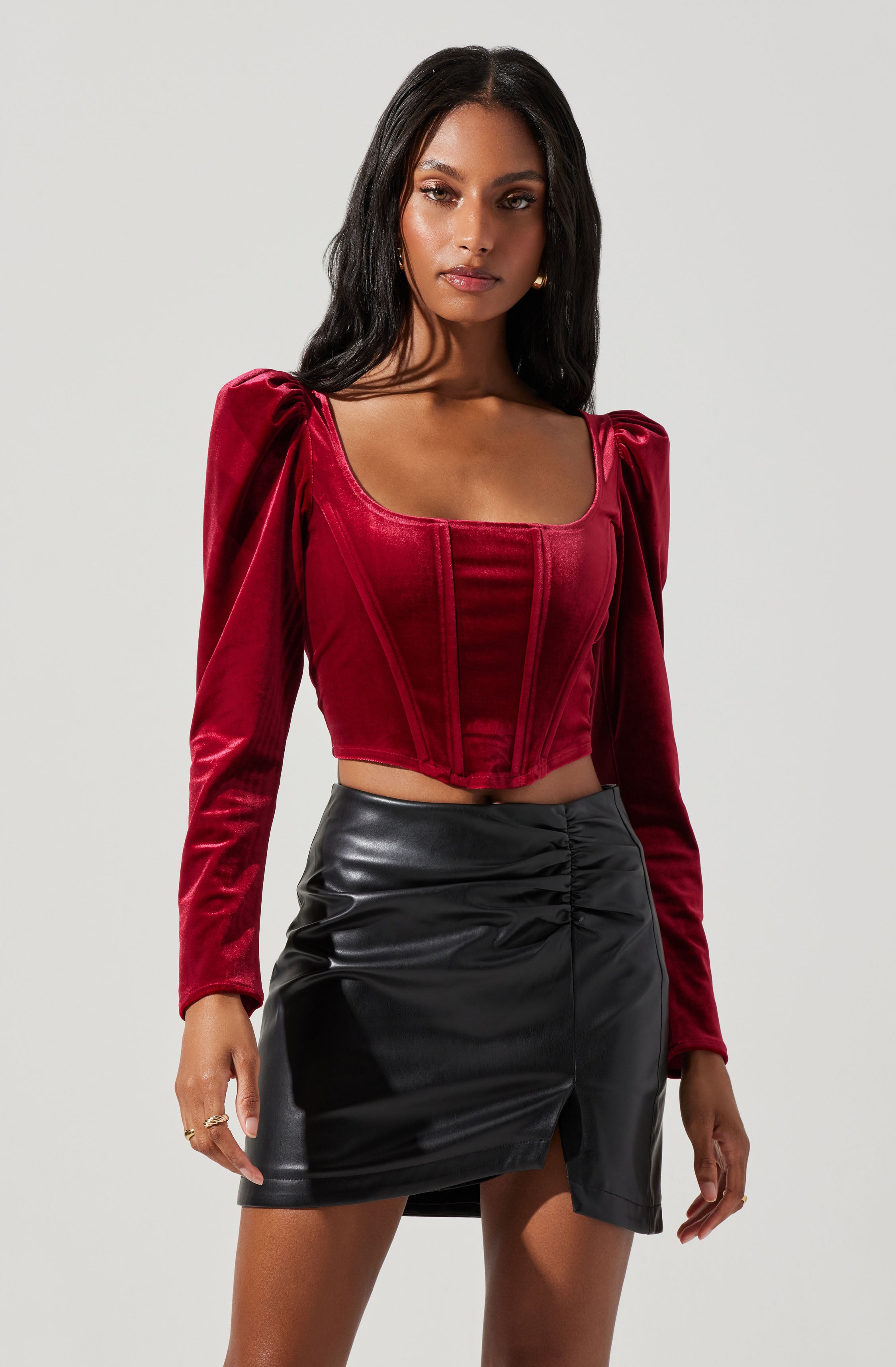 Ashbury Corset Top - Long Sleeve - Velvet