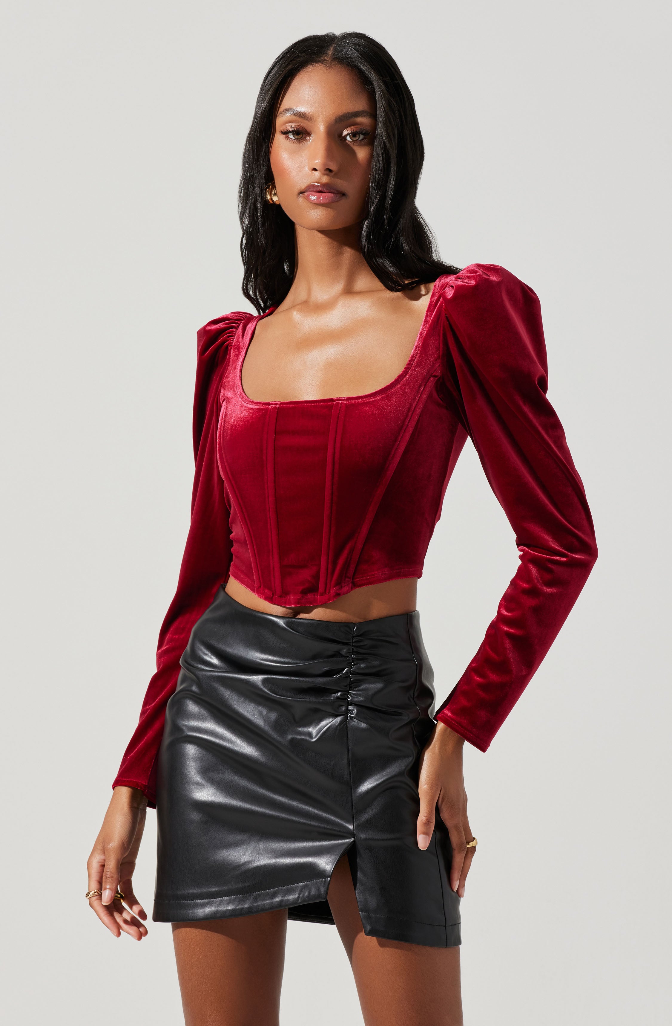 Ashbury Corset Top - Long Sleeve - Velvet