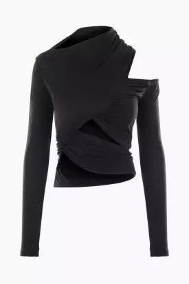 asymmetric jersey top