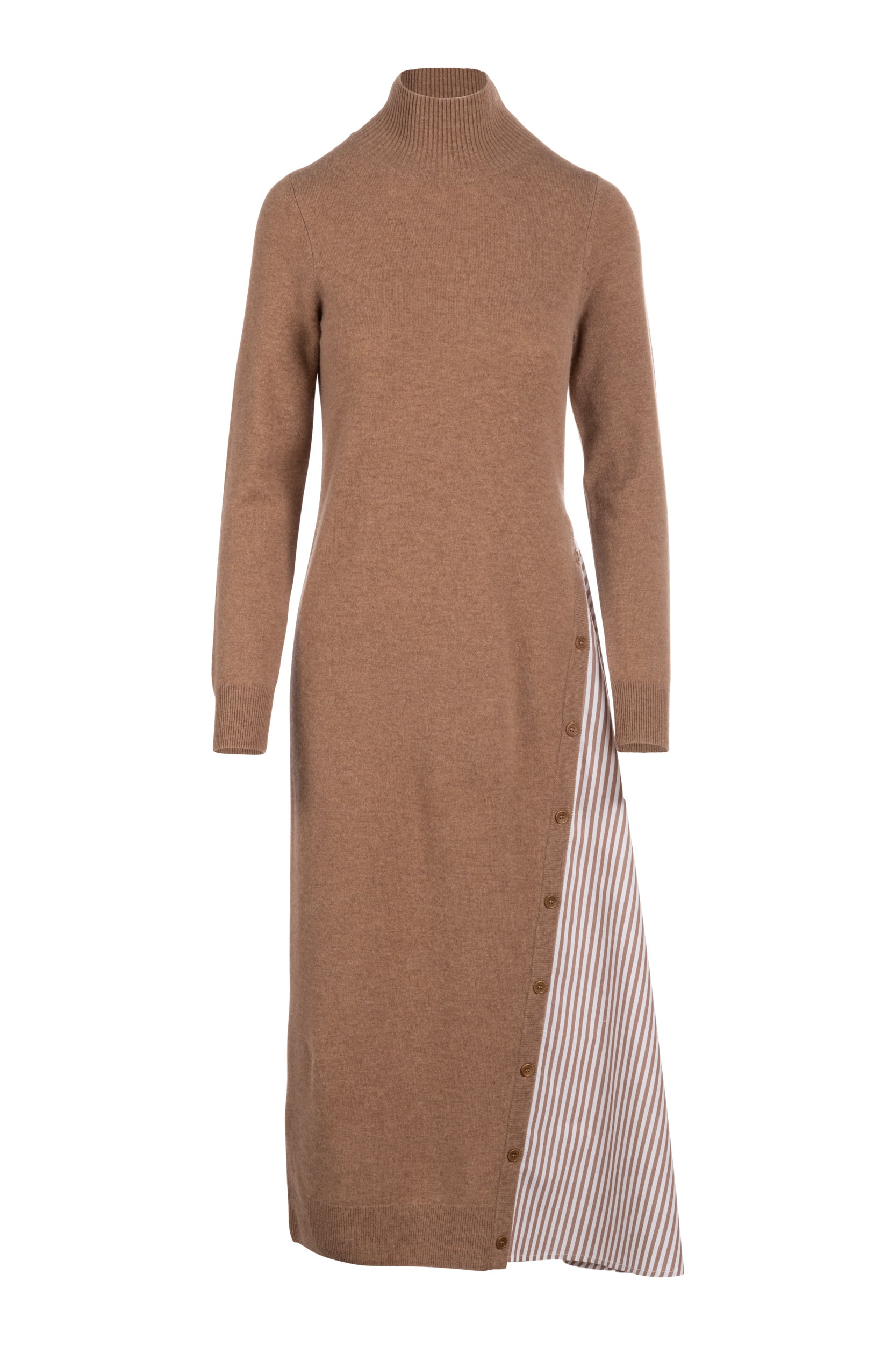 Asymmetrical Wool Cashmere Turtleneck Dress