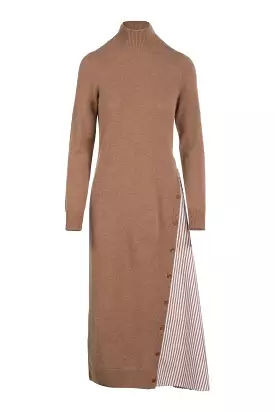 Asymmetrical Wool Cashmere Turtleneck Dress