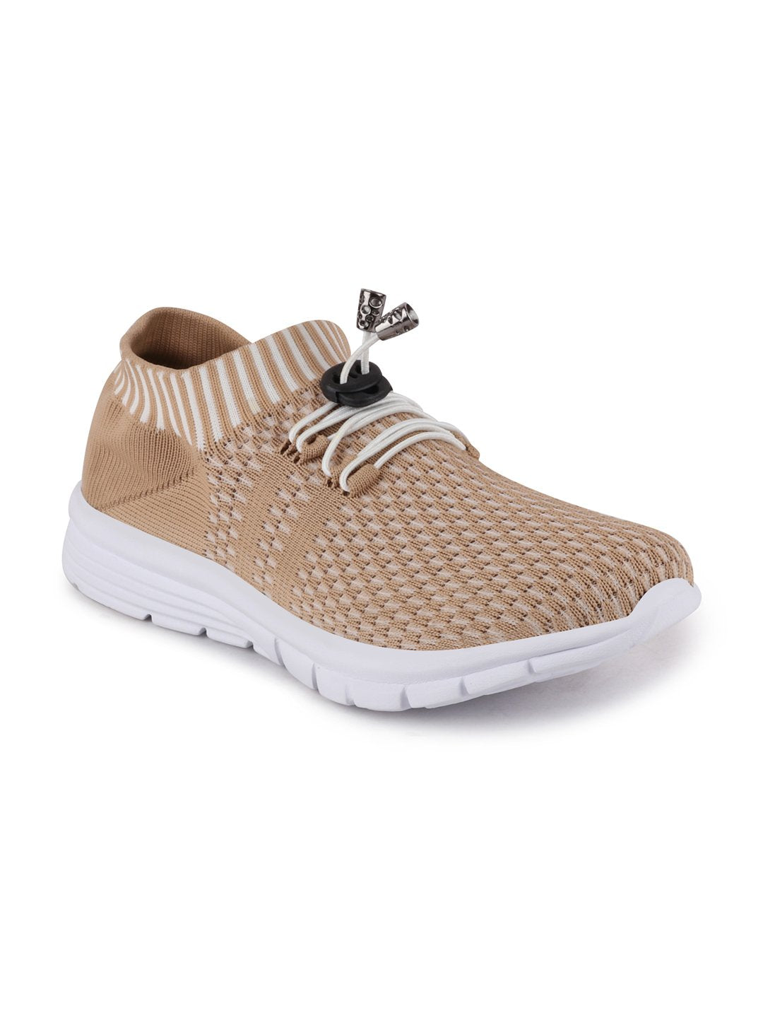 Beige Sports Lace-Up Outdoor Running Shoes for Women