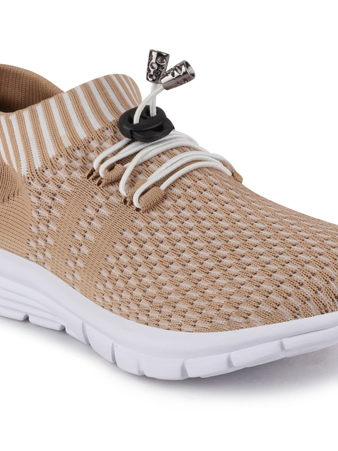 Beige Sports Lace-Up Outdoor Running Shoes for Women