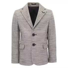 Beige Tweed Jacket with Peak Lapel