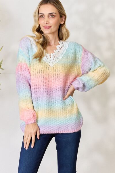 Bibi Rainbow Gradient Crochet Detail Sweater – Buy Now!