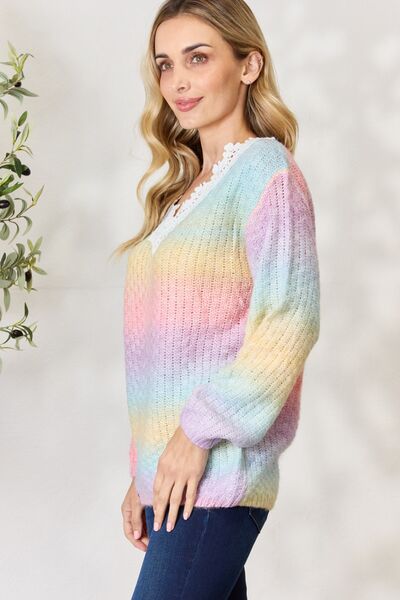 Bibi Rainbow Gradient Crochet Detail Sweater – Buy Now!