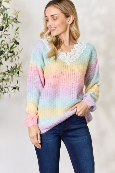 Bibi Rainbow Gradient Crochet Detail Sweater – Buy Now!