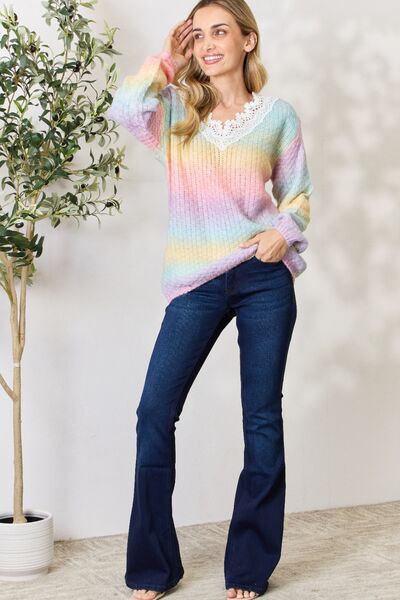 Bibi Rainbow Gradient Crochet Detail Sweater – Buy Now!