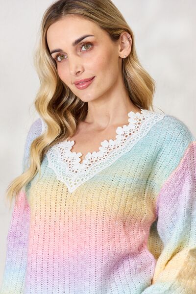 Bibi Rainbow Gradient Crochet Detail Sweater – Buy Now!