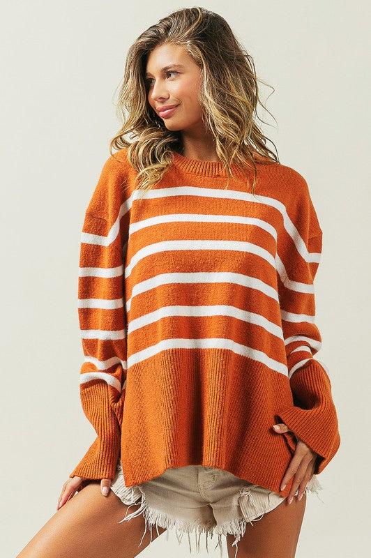 Bibi sweatshirt with ribbed hem and striped pattern