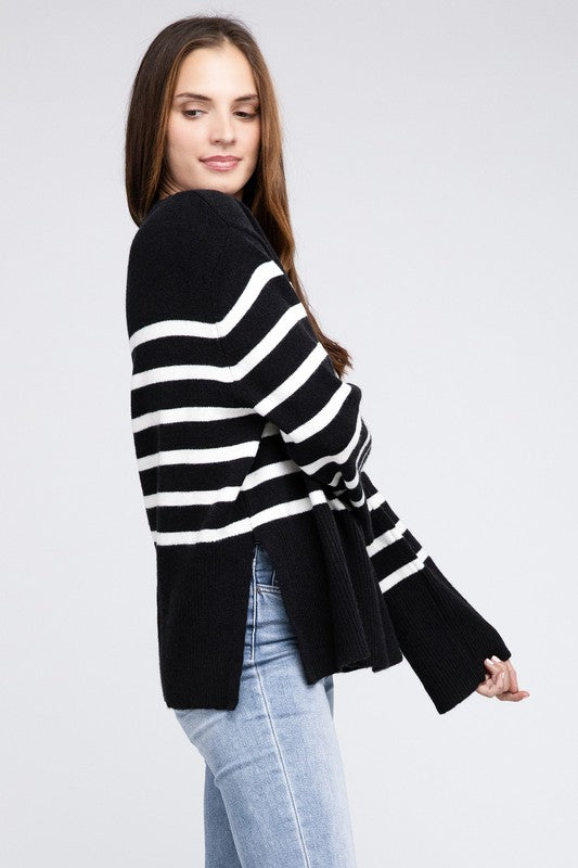 Bibi sweatshirt with ribbed hem and striped pattern