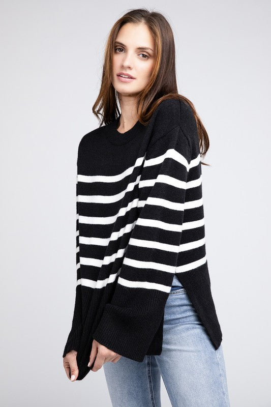 Bibi sweatshirt with ribbed hem and striped pattern