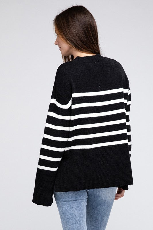 Bibi sweatshirt with ribbed hem and striped pattern