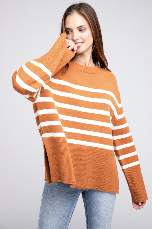 Bibi sweatshirt with ribbed hem and striped pattern