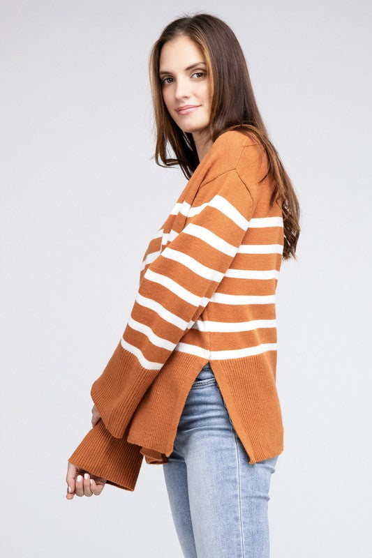 Bibi sweatshirt with ribbed hem and striped pattern