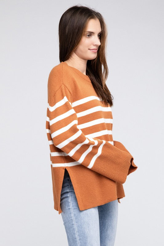 Bibi sweatshirt with ribbed hem and striped pattern