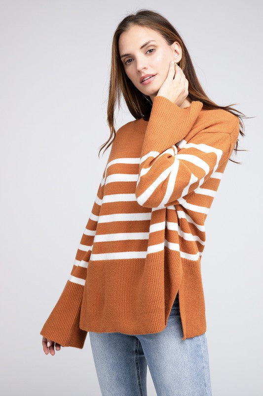 Bibi sweatshirt with ribbed hem and striped pattern