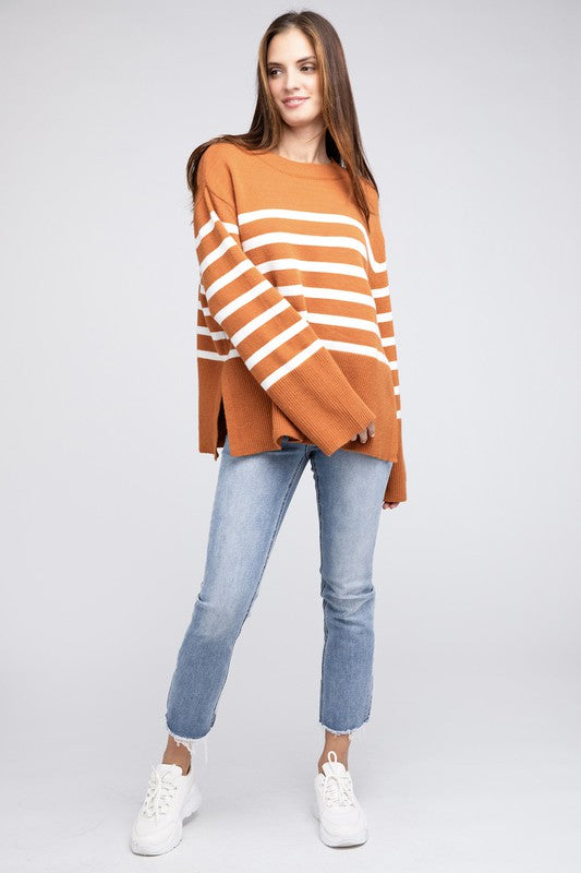 Bibi sweatshirt with ribbed hem and striped pattern