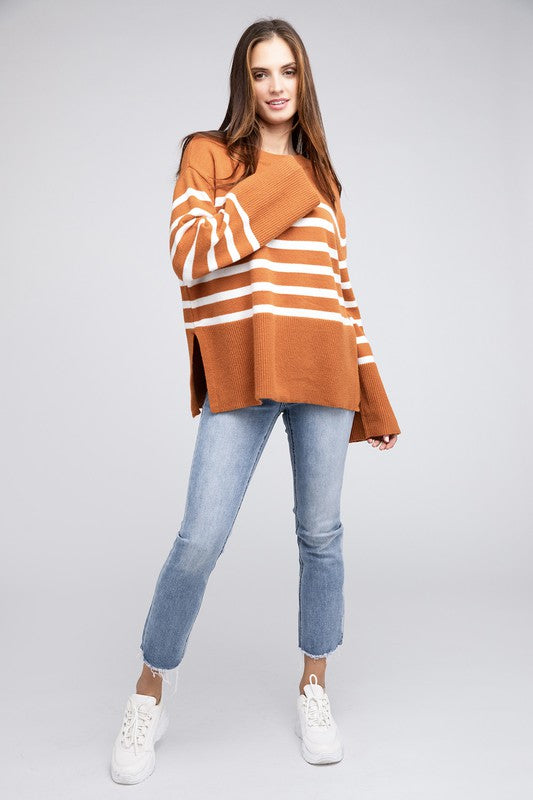 Bibi sweatshirt with ribbed hem and striped pattern