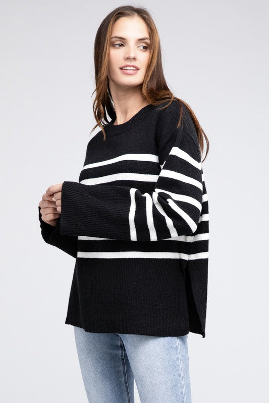 Bibi sweatshirt with ribbed hem and striped pattern