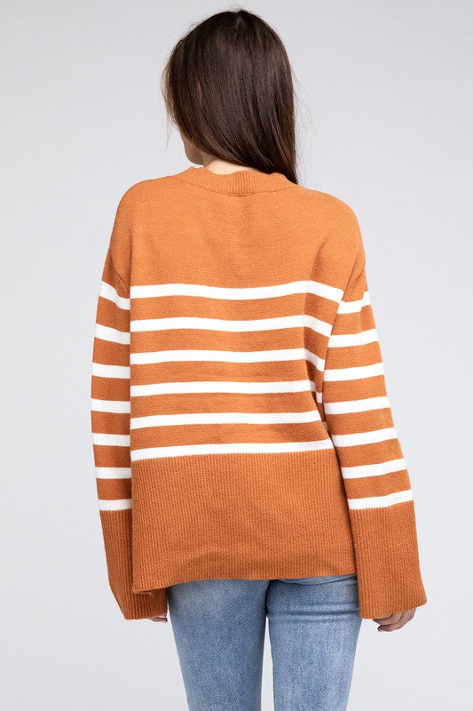 Bibi sweatshirt with ribbed hem and striped pattern