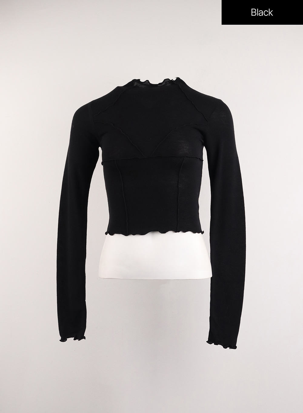 Binding Turtleneck Long Sleeve Top CJ415 - Contrasting Design