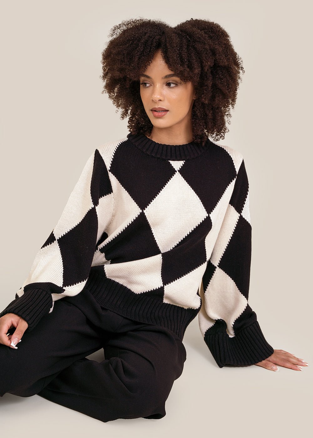 Black and white arena sweater.