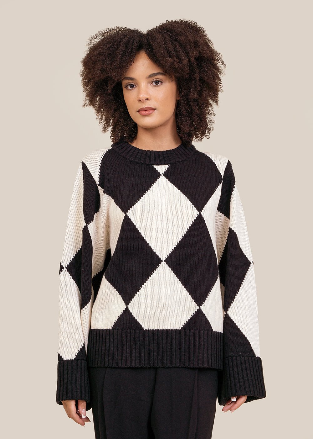 Black and white arena sweater.