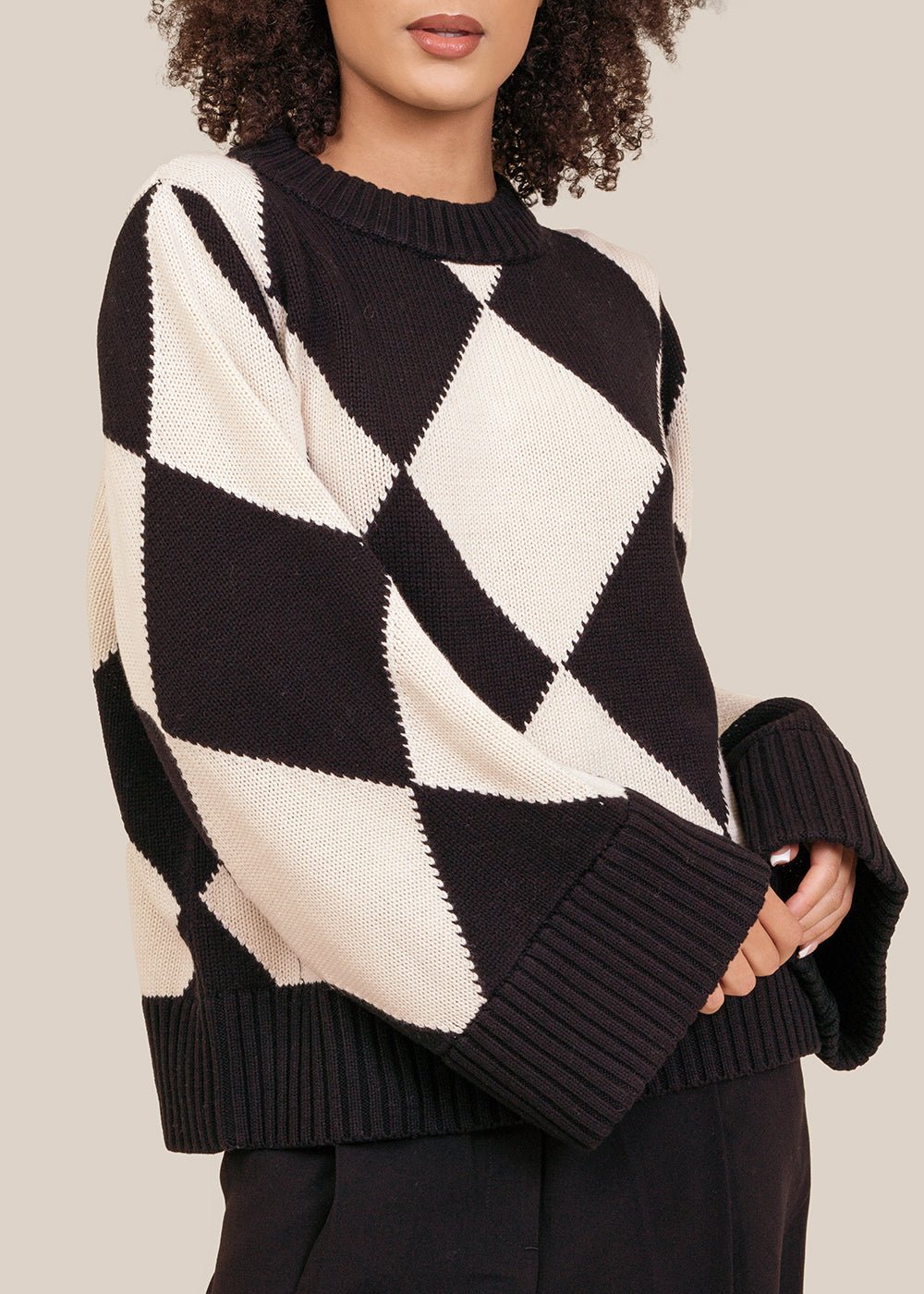 Black and white arena sweater.