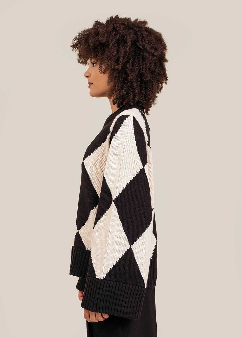 Black and white arena sweater.