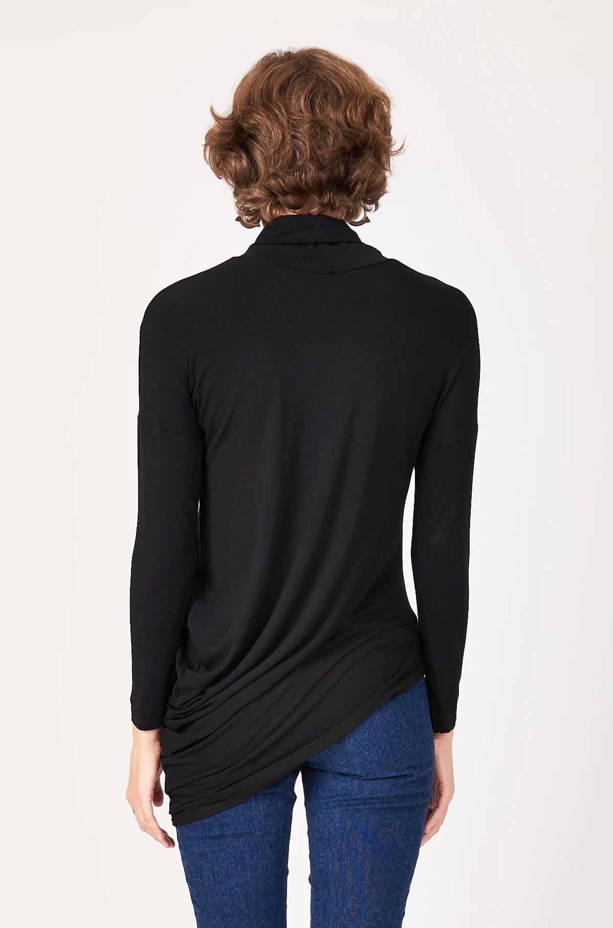 Black Bamboo Turtleneck Long Sleeve Curve Top