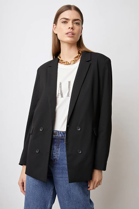 Black Blazer in Twill Fabric