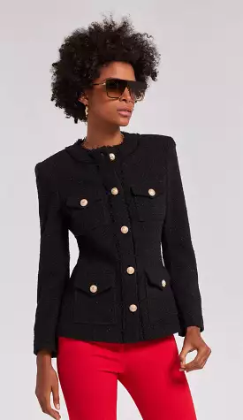 Black Larsa Tweed Blazer by Generation Love