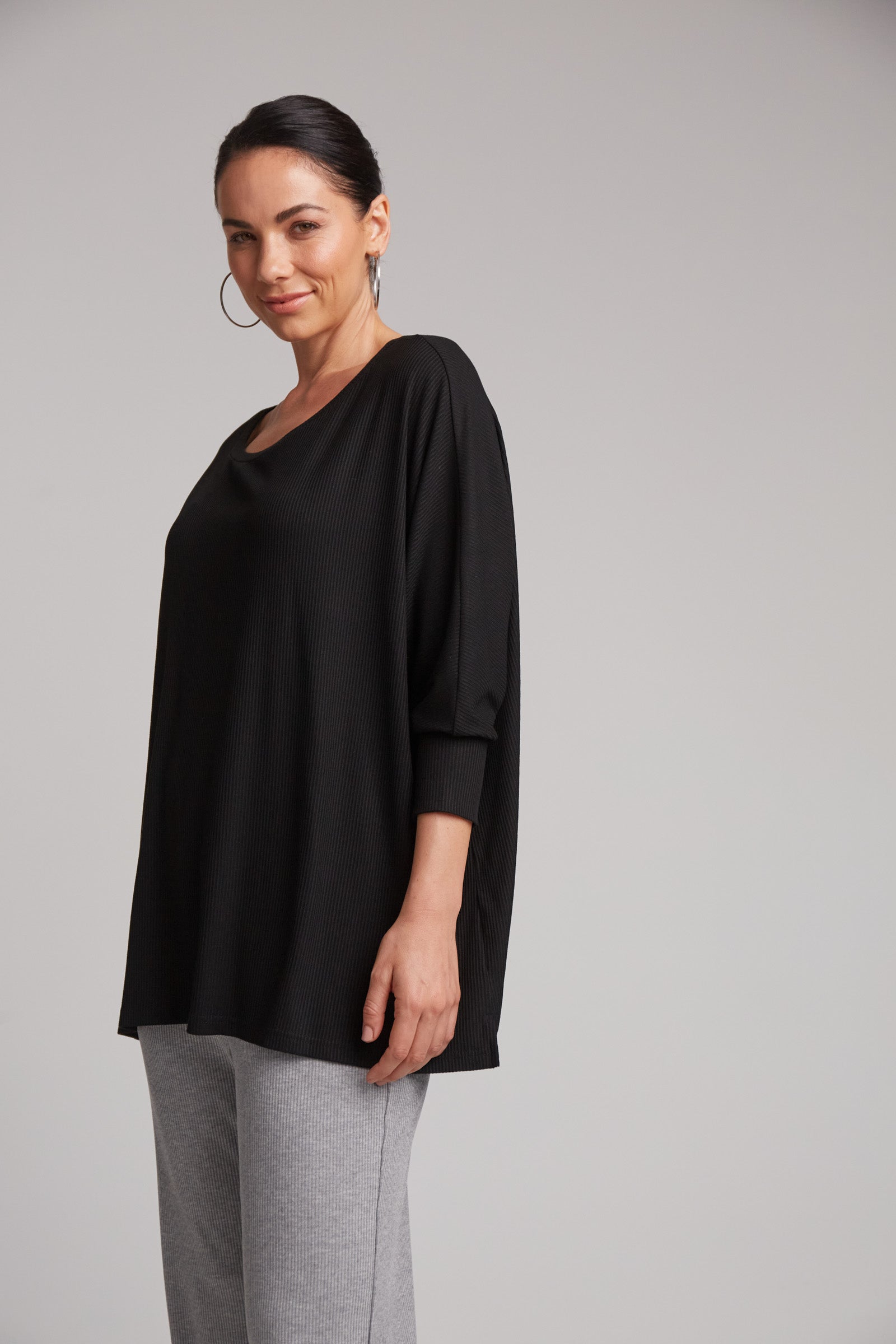 Black Ribbed Studio Jersey Top